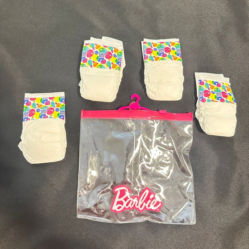 Baby Alive Doll Diaper‎ Refill, Includes 4 Diapers and Barbie plastic carry bag
